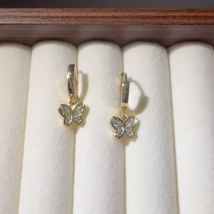 TBK Butterfly Earrings 18k Gold Cubic Zirconia Accessories for Women Hypoallergenic 448e