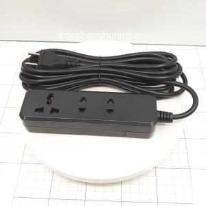 Ổ Cắm Điện 3 Lỗ 2200W Lõi Sứ Chịu Nhiệt Màu Đen 3K SOPOKA