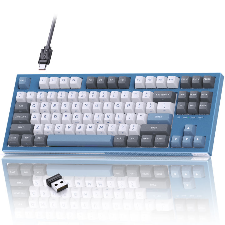 Kemove K87 Bàn phím cơ không dây, 80% TKL RGB hot-swappable Bàn phím chơi game với bluetooth5.0/2.4G/có dây chế độ, 87 phím máy tính Bàn phím máy tính với pre-lubed yên tĩnh tuyến tính công tắc Đỏ