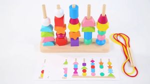 Montessori Toys Stacking Blocks Lacing Beads Fine Motor Skills Montessori Toys Preschool Learning Toys