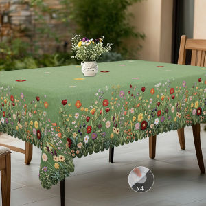 1 Piece of Flower Theme Printed Tablecloth Retro Country Farmhouse Style Colorfulful Flower Pattern Design Suitable for Wedding Season Mothers Day Anniversary Birthday Party Spring and Summer Camping Style Decoration Kitchen Accessories Resta...