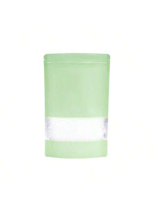 50/100Pcs Green Stand Up Food Bags Zip Lock Resealable Pouch for Festival Holiday Candy Cookie Snacks Storage with Window