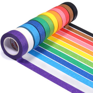 Băng Keo Dán Màu Sắc 2cm X 13m Tự Dính Chất Liệu Giấy Có Vân Dùng Cho Thủ Công DIY Tranh Vẽ Trang Trí
