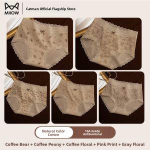 MiiOW | Antibacterial Pure Cotton Triangle Shorts Underwear For Teenage Girls Mid Waist Design Butterfly Knot Daily Wear Student Pants