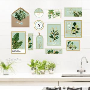 Green Wall Stickers Self Adhesive Living Room Decorative Wall Art Small Room Cozy Arrangement PVC Material Modern Simple Style