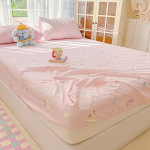 Dansunreve Cartoon Bedsheet Labubu/Panda/Melody Printed Bed Sheet with Garterized Washable Breathable Bed Cover