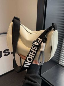 Fashionable Canvas Nylon Pillow Shaped Shoulder Bag Casual Crossbody Bag for Youth Washable Soft Zipper Closure Leisure Bag