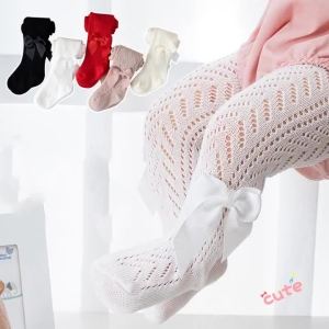 Infant Newborn Baby Girls Tights Cable Knit Seamless Leggings with Bow Toddler Girl Cotton Pantyhose 0-4T Toddler Pantyhose