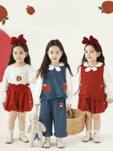YOEHYAUL | Girls Bow Collar Slimming Spring Outfit Set