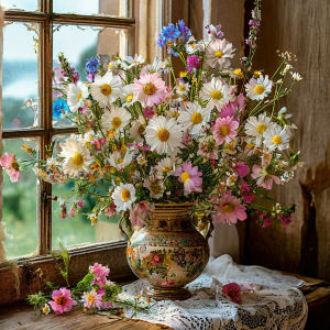 Huacan New Arriva Coloring By Numbers Wild Daisy Bouquet Vase Flower Painting By Numbers On Canvas DIY Home Decoration DIY Gift