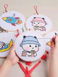 2024 New Cross Stitch Cartoon Cat Small Handmade Diy Living Room Bedroom Hanging Decoration for Beginners Klutz Brand
