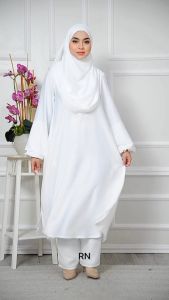 MARISSA SUIT 14 - Baju labuh muslimah Haji Umrah Jubah seluar IRONLESS (Nursing)