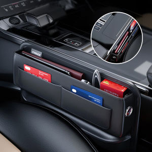 🚚Penghantaran Tempatan🚚PU Leather Car Auto Console Side Car Seat Crevice Storage Box Slit Gap Filler with Bottle Holder