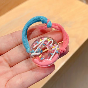High Elasticity Crystal Color Block Childrens Hair Accessories Princess Style Girls Hair Ties Cute Donut Shaped Hair Bands