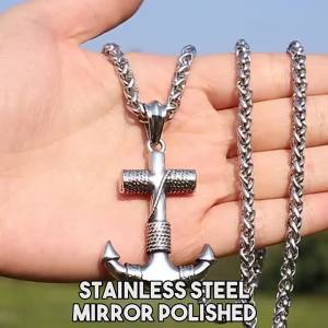 Stainless Steel Viking Anchor Pendant Necklace Vintage Personality Nordic Pirate Mens Party Jewelry Punk Hip Hop Necklace Gift