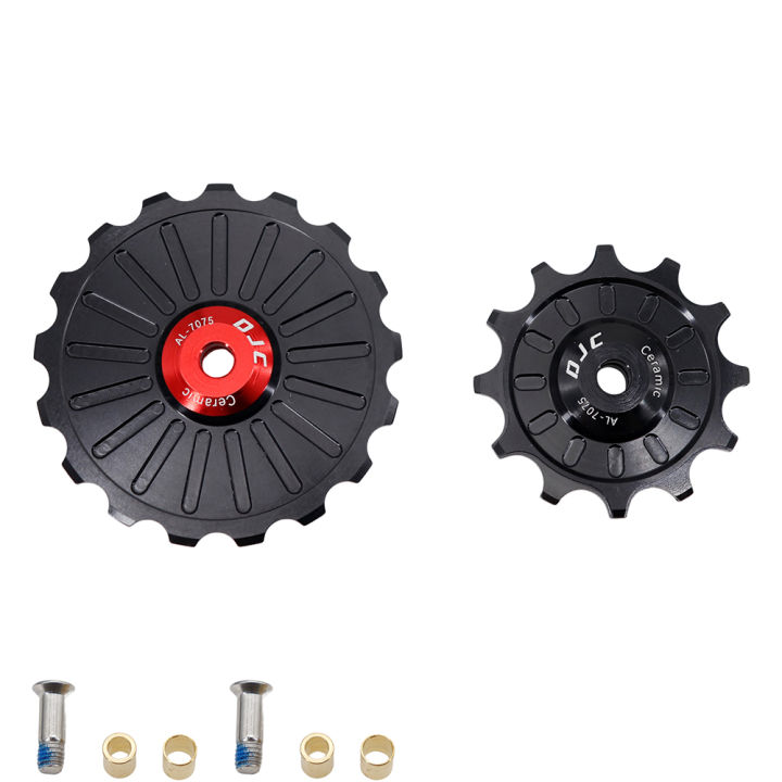 DJC Bike Ceramic Bearing Pulley Wheel 2pcs Guide Roller Jockey 11T