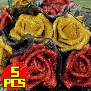5Pcs Gold Powder Artificial Rose Flower Gold Silver Pink Glitter Rose Bouquet DIY Valentines Day Wedding Party Decoration Supply