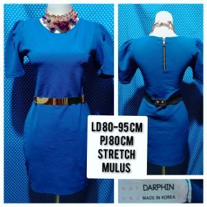 DRESS LENGAN PENDEK BODYCON BIRU(DARPHIN) 185