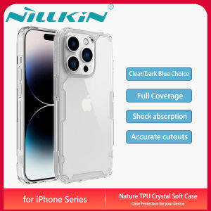 Nillkin Ốp lưng Apple iPhone 15 14 13 Pro Max Plus Case Crystal Nature TPU Shockproof Back Cover iphone15 casing