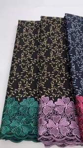 African Cotton Swiss Lace Fabric High Quality Swiss Voile Lace With Stones Elegant Dry Polish Embroidery For Women Dresses 5yard