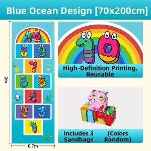 Childrens Hopscotch Mat Jump Ring Circle Grid Sports Training Sensory Integration Playground Equipment Home Fitness Aid