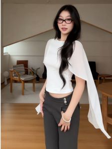 YUEZHONGWEI | Áo Thun Tay Ngắn Phong Cách Pháp Dáng Ôm Đôi Cái Cho Mùa Hè