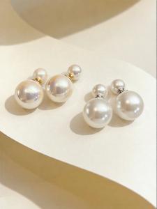 YISHU | Double-sided Large and Small Pearl Sterling Silver Earrings