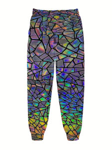 2026 Hot Selling Fashion Mens 3D Printed Laser Geometric Fragments 3D Texture Pattern Outdoor Hip-hop Street Wear Loose Pants