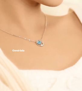 Dây Chuyền Nữ Bạc Cao Cấp Cerci Greenieplanet Đính Đá Địa Cầu Xanh Cho Cô Gái Tinh Tế Trong Sáng D33| Vòng Cổ Cercilala