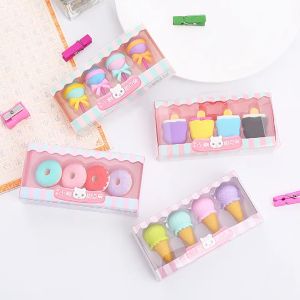 BF-A53 Penghapus Pensil Set 4IN1 Motif Lolipop / Alat Tulis Penghapus Lucu Isi 4pcs Karakter Donat Eraser Ice Cream Import