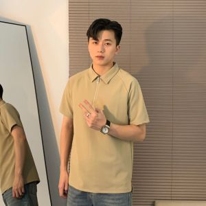 Áo Thun Polo Nam Tay Ngắn Khóa Kéo Màu Đen Cổ Polo Tay Lửng Chất Lượng Cao Mùa Hè Cổ Polo Tay Lửng Phong Cách Mỹ Cổ Điển