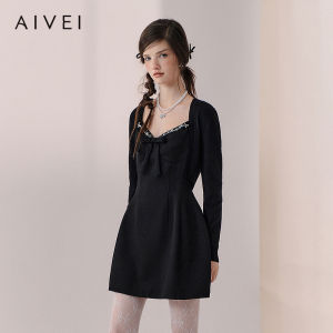 AIVEI | Spring Hepburn Luxe Black Slip Dress and Cardigan Set