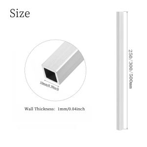 1mm Thick 304 Stainles Steel Square Tube 10-40mm for Furniture Fence Handrail 250/300/500mm Metal Pipe