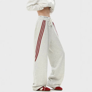 Quần Nỉ Sọc American Sport Dành Cho Nam 2025 Xuân Mới Cao Cấp Rộng Rãi Ống Đứng Quần Dài Thường Ngày Polyester