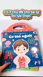Tranh dán sticker sử dụng được nhiều lần mẫu Tiếng Việt nhiều chủ đề cho bé chọn