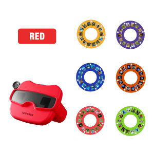 CONUSEA | Childrens Binoculars 3D Stereoscopic Viewer Toy 6 Reel Red Color Scientific Animals Ocean Education Viewing Machine Toys Kids