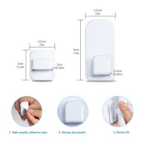 Black/White 3/4 pairs of 2-in-1 multi-function storage hooks remote control hook no need to punch storage sticky hook remote control seat router hook