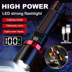 Super Bright LED Flashlight USB Rechargeable Flashlights with Tactical Zoom High Power Spotlight Outdoor Camping Fishing Torch