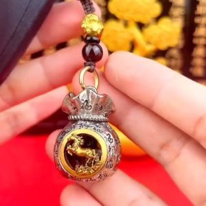 Good Lucky Charm Fortune Money Bag Daily Prosperity Money Bag Pendant 12 Zodiac Feng Shui Keychain