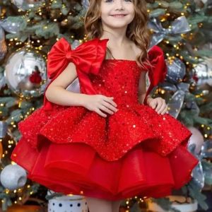 Girls Big Bow Princess Dress3-10 Y girls graduate DressElegant Girls Evening Dress  Sequin PrincessCarnival Birthday Party Per