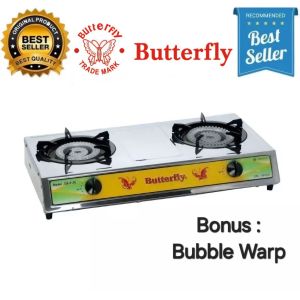 Kompor Gas LPG 2 Tungku Api Biru Besar Komersil Butterfly GS 8150