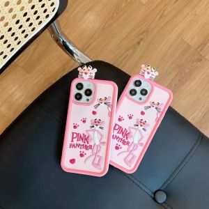 💗Internet celebrity trend+In stock+COD Cute Party Pink Panther 15 Suitable for iPhone 14 Promax Phone Case Silicone 14/13/12/pro Anti Drop 15 Plus Internet Celebrity 11 Promax