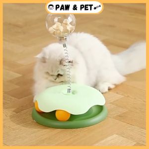 Pet Cat Leaking Food Ball Interactive Food Dispenser Cat Toy Teaser Ball Runner Food Treat Toys Slow Feeder Spring Toy