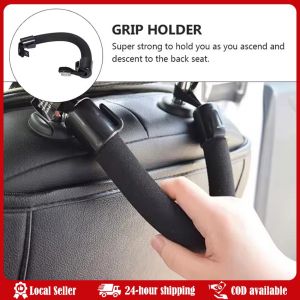 Car Seat Back Headrest Hanger Armrest Seat Grab Handle Holder Hook Black Soft Anti-Fall Safety Handle Handrail Auto Accessories