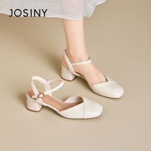 Josiny | New Womens Summer Heeled Sandals Coarse Heel Enclosed Toe