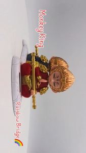 Solar-Powered Monkey King Figurine – Feng Shui Decor (New-Red+Gold & Black+Gold)