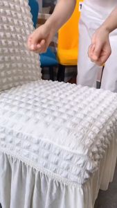 Seersucker Chair Cover for Dining Room Elastic Chair Slipcover Stretch Chair Skirt Banquet Wedding Chair Decoration