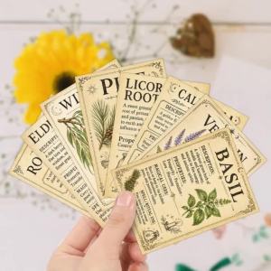 30 Chiếc Vintage Grimoire Phù Thủy Thẻ Thảo Dược Hướng Dẫn Đặc Tính Thảo Dược Thực Vật Dành Cho Người Mới Bắt Đầu Phù Thủy Thẻ Thông Tin Thực Vật