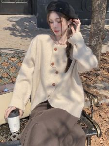 Deep Winter Dress Matching a Whole Set of Dress Tea Series Maillard Wear Match Classic Style Winter Skirt Suit Skirt Two-piece Set