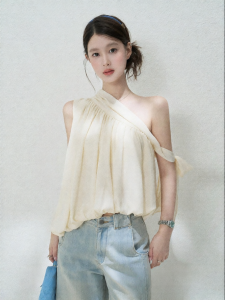 THROUS | Áo Voan Chiffon Quai Ngang Dáng Không Đối Xứng